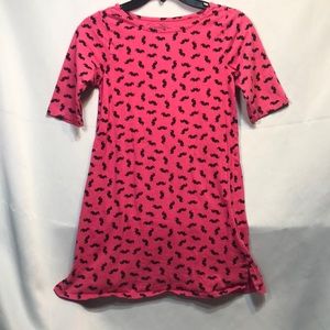 Girl’s Pink and Black Mustache Dress, Size L 10/12